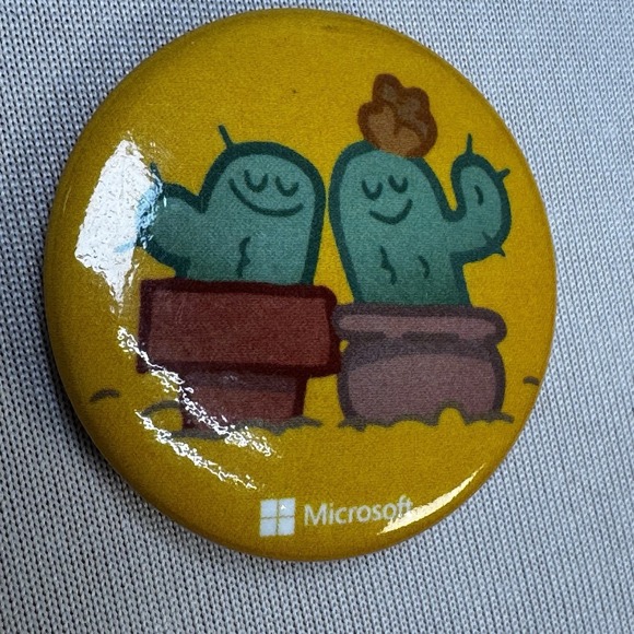 Yellow Double Cactus Microsoft Pinback Button